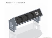 boitier Desk2 à fixer sur bureau, avec 3 prises courant fort design Bachmann
