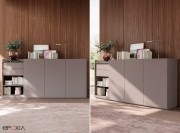 Armoire pour bureau direction collection Block, finition Fenix