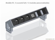Boitier électrique Desk2 avec 3 courants forts + 2 modules personnalisables