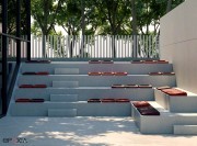 Galettes Slim installées sur gradins en béton pour auditorium extérieur