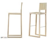 Tabouret de bar Brera 386, finition chêne blanchi, hauteur 74 cm