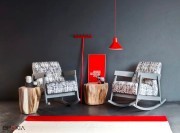 Fauteuil Brick Rocking Chair en bois de chêne laqué gris