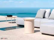 Table basse Brise en version haute avec base cylindrique