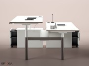 Bench Nuvola, réglable en hauteur sur desserte porteuse