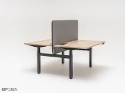 Bureau bench (2 plateaux sur 1 seule structure) chêne / piètement noir