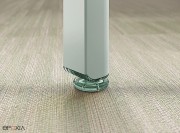 Piètement acier vert de gris, embout et vérin coordonnés