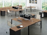 Bureau bench Glider avec retour, noyer et pied noir