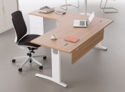 Bureau individuel Elise compact 90° avec voile de fond bois