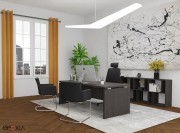 Bureau de direction Xenion, finition ébène, fauteuil de direction cuir Munik