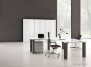 Bureau collection Step verre avec retour et caisson