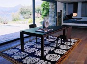 Bureau collection Abaco cuir avec plateau verre mat noir