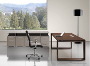 Bureau direction Arche ébènisterie avec desserte laquée (mat)