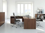Bureau direction avec retour finition noyer collection Status