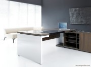 Bureau direction Mito, plateau mélaminé, pied panneau stratifié brillant