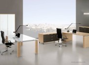 Bureau collection Step verre et desserte mobile bicolore