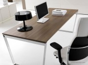 Bureau individuel Arko mélaminé Noyer, piètement chromé