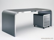 Bureau de direction métal Highline chant inox avec caisson