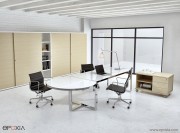 Bureau verre haut de gamme avec extension arrondie bout de bureau