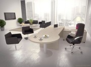 Bureau de direction courbe avec extension convivialité Xenion + crédence mobile