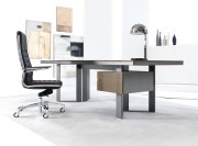 Bureau de direction Lloyd avec caisson laqué brillant