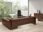 Bureau de direction avec desserte porteuse, finition Noyer thermo traité