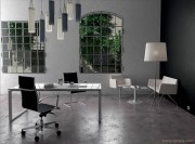 Bureau direction diamant imitation verre blanc