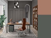 Bureau droit, plateau bois Noyer et pieds ombre