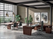 Bureau de direction X-10 Ebène avec insert cuir