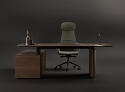Bureau direction Eleva réglable en hauteur, placage chêne Tabac