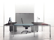 Bureau collection Glider mélaminé avec retour en verre satiné