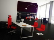 Bureau pied anneau, plateau stratifié brillant blanc