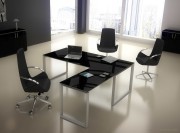 Bureau de direction plateau stratifié brillant avec retour