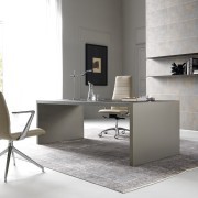 Bureau de direction Wing Glamour, pieds panneaux laque metallisé Olive-brun