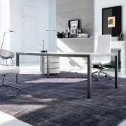 Bureau executif Fly Glamour plateau type marbre Calacatta, piètement finition étain