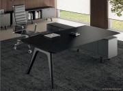 Bureau de direction Rail placage chêne teinté noir, piètement chêne teinté noir