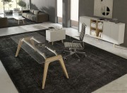 Bureau de direction design Rail verre clair et pietement chêne naturel