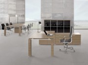 Bureau collection Step avec desserte, bibliothèque verre laqué noir
