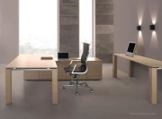 Bureau collection Step chêne naturel, desserte porteuse L.227 cm
