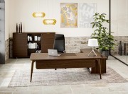 Bureau de direction Blade X sur desserte porteuse et armoire de rangement
