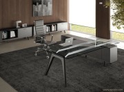 Bureau de direction design Rail pieds chêne noir sur desserte porteuse