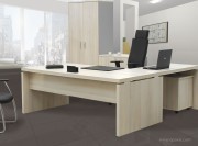 Bureau de direction Xenion acacia avec retour et caisson mobile
