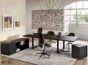 Bureau direction Archimède mélaminé noir, chant assorti