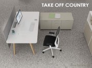 Bureau Take Off avec coins arrondis et écran séparatif