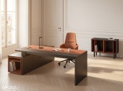 Bureau Manager Sile Noyer Lux avec insert cuir