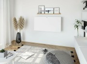 Bureau mural Mini Office, coloris blanc, replié pour un gain de place maxi