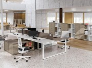 Bench 4 postes Atreo avec dessertes porteuses