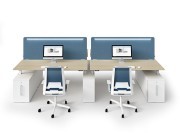 Bureau bench 4 postes Winglet avec caissons vertical file