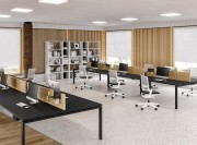 Bench 6 postes Atreo et écran de séparation frontal en OSB