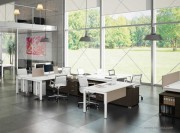 Bureau collection Gate blanc avec desserte bois foncé