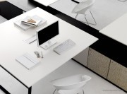 Bureau collection Arko carré verre blanc avec desserte